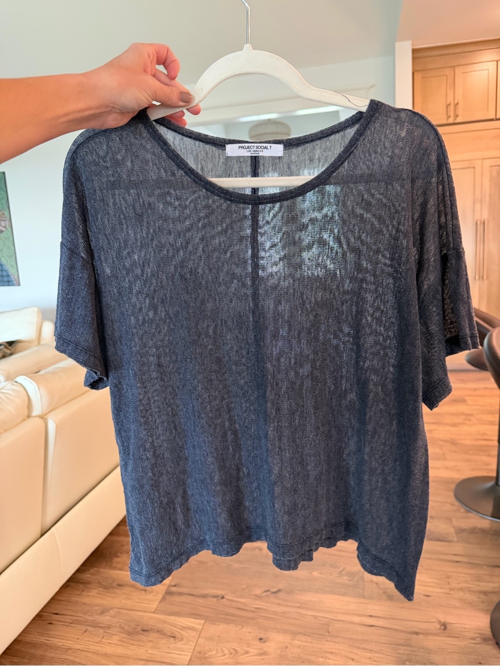 Project Social T Navy Sheer Short-Sleeve Tee